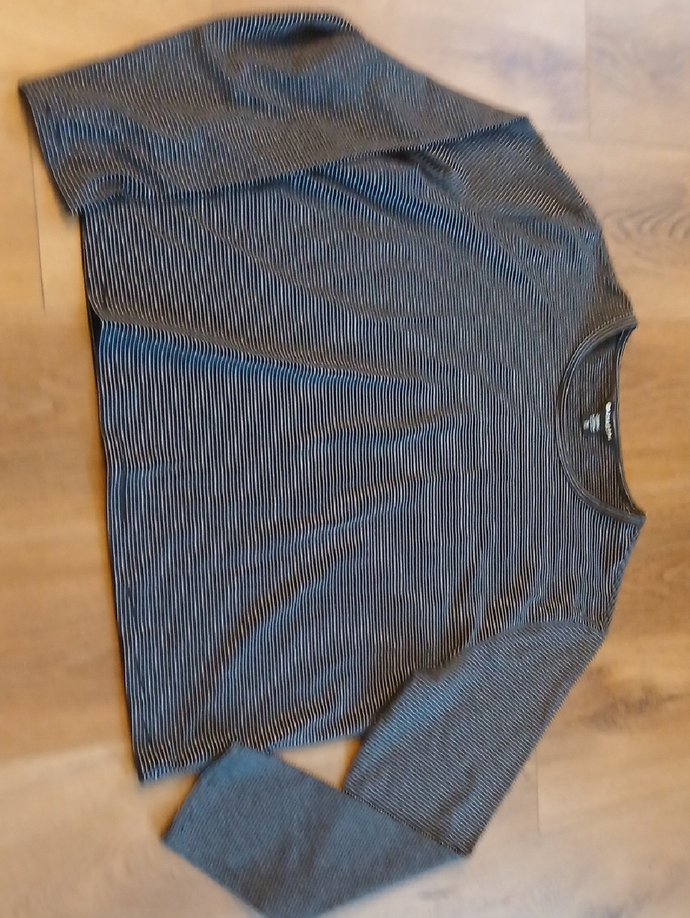 Athleta Black and White Striped Crew Neck Tee